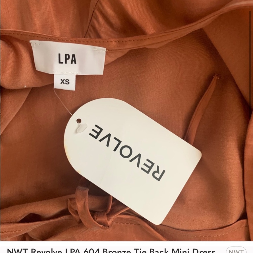 NWT Revolve LPA 604 Bronze Tie Back Mini Dress